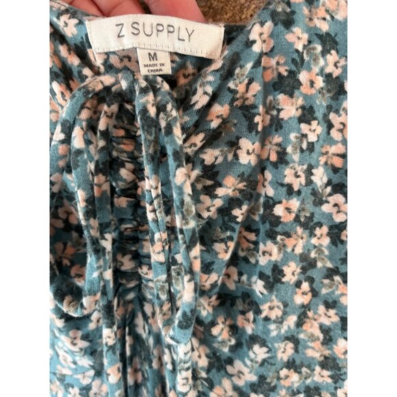 Z Supply Womens Floral Sleeveless Midi Dress With Ruched Front & Tie Detail Size - Picture 4 of 7